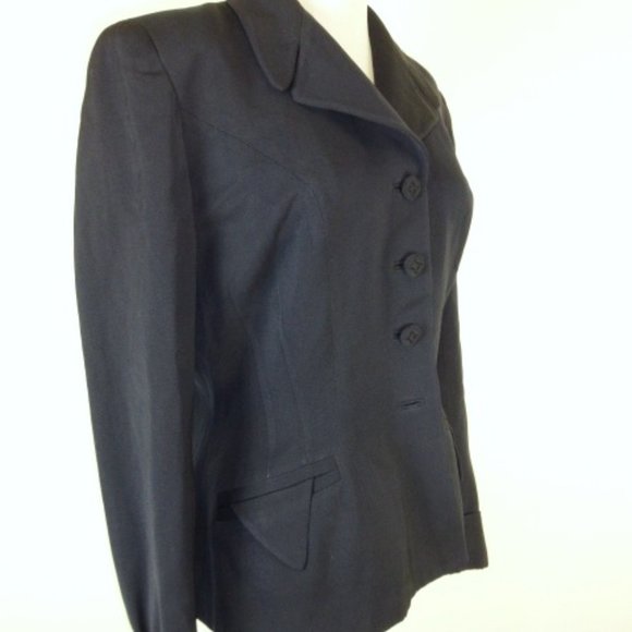 VINTAGE 40S 50S NAVY BLUE  Fitted blazer JACKET M / L  8 - Picture 3 of 9